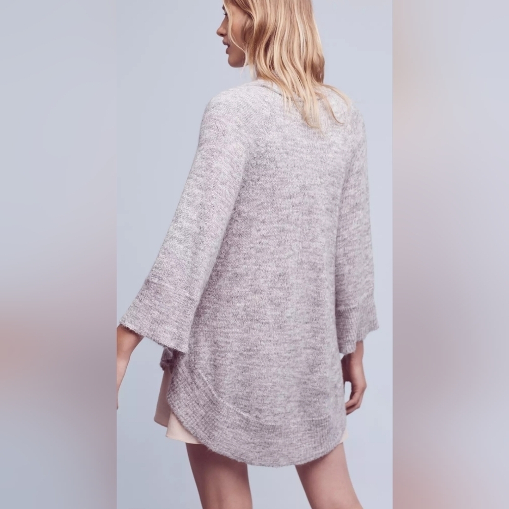 Anthropologie Knit & Knotted Alpaca Wool Blend Wrap Cardigan Gray Womens M - Picture 16 of 16